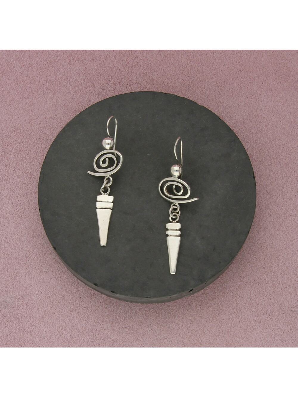 sterling silver swirl dangle earrings